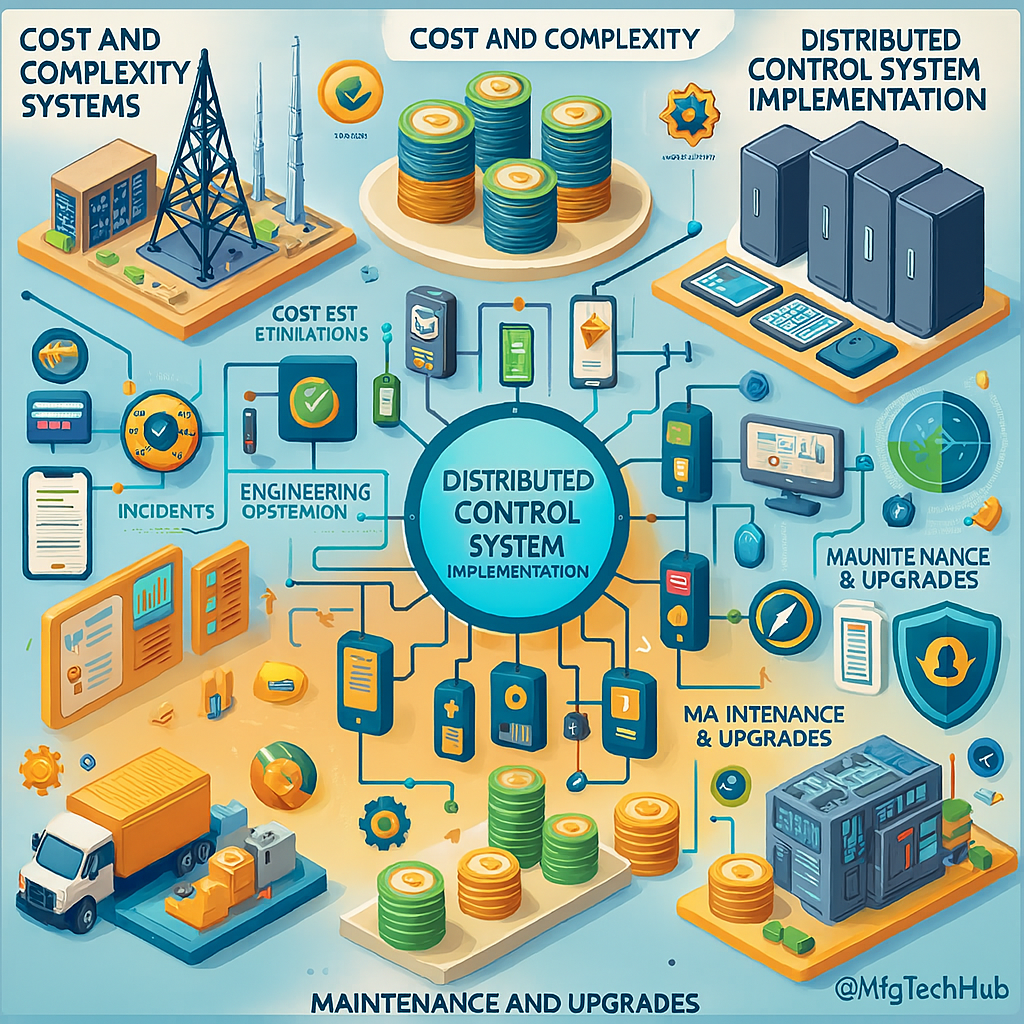 The cost, complexity, implementation, and maintenance of a Distributed Control System (DCS) in industrial automation.